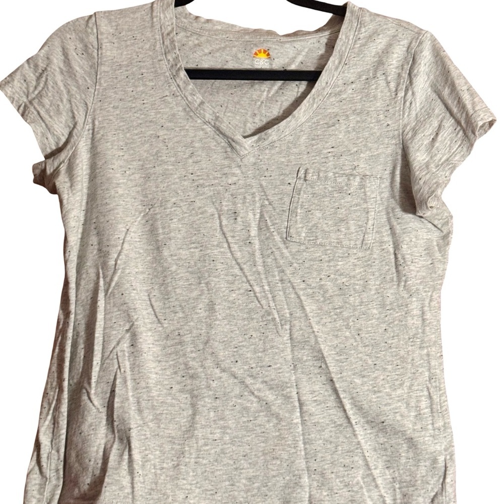 C&C California Light Gray Speckled V-Neck Tee